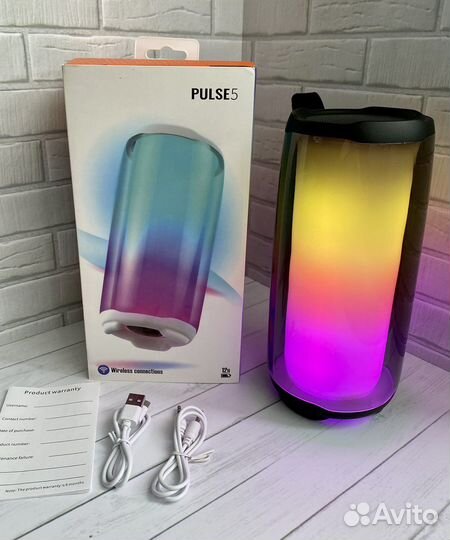 Блютуз колонка копия JBL Pulse 5 с подсветкой RGB