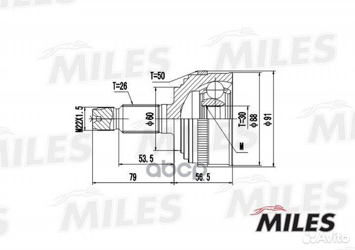Шрус honda civic/HR-V/stream 1.6 00- нар. ABS g