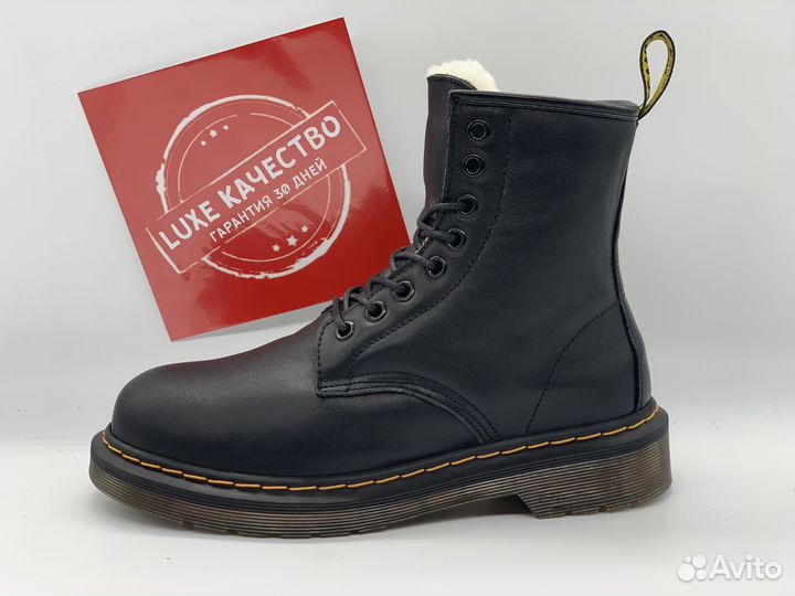 DR. Martens 1460 Jadon Black. Winter белый мех