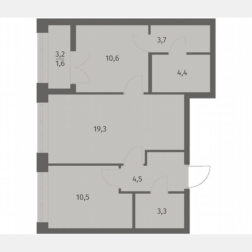 2-к. квартира, 57,9 м², 7/11 эт.