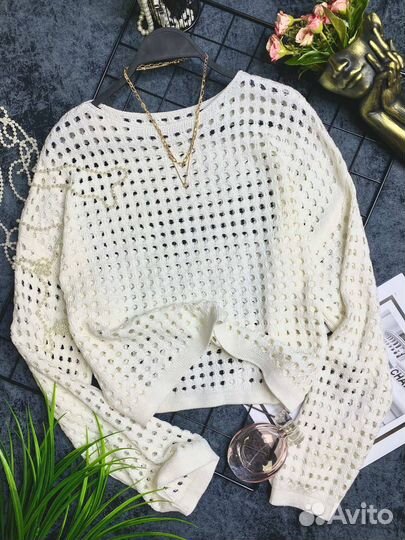 Кофта сетка оверсайз до 48