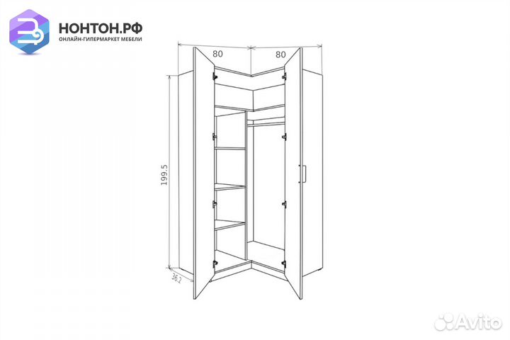 Шкаф угловой Лотос 5.18 шимо светлый