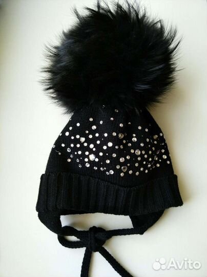 Шикарная зимняя шапка, чистый меринос, 52-56р