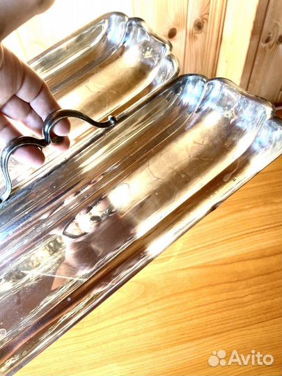 Cервировочное блюдо бристольское серебро винтаж