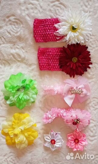 Повязки и брошки для девочек двойняшек пакетом