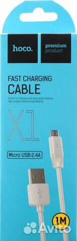 Кабель micro USB hoco X1, 2А, Белый, 1м