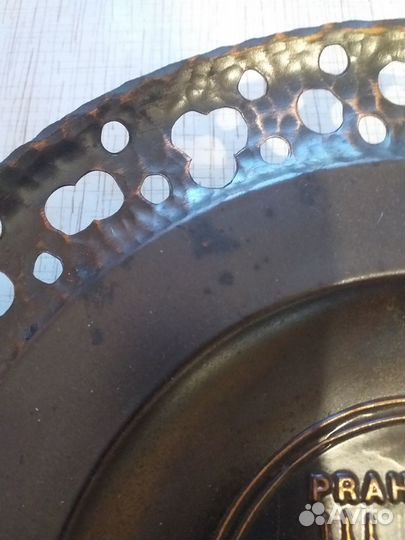 Тарелка декоративная настенная чеканка медь