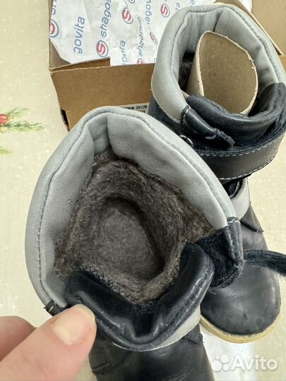 Сапоги для мальчика б/у,нат кожа,шерсть,р26