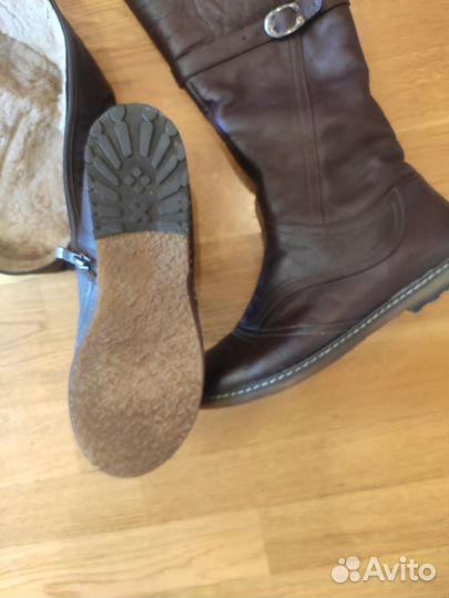 Сапоги зимние 39 коричневые кожа