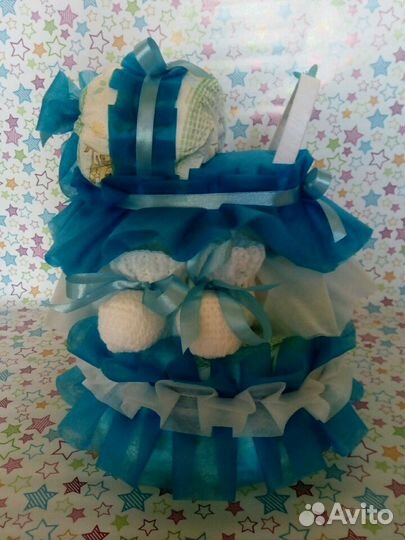 Торт из памперсов синий в наличии