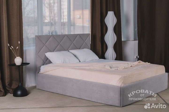 Кровать на заказ односпальная с мягким изголовьем 90x200