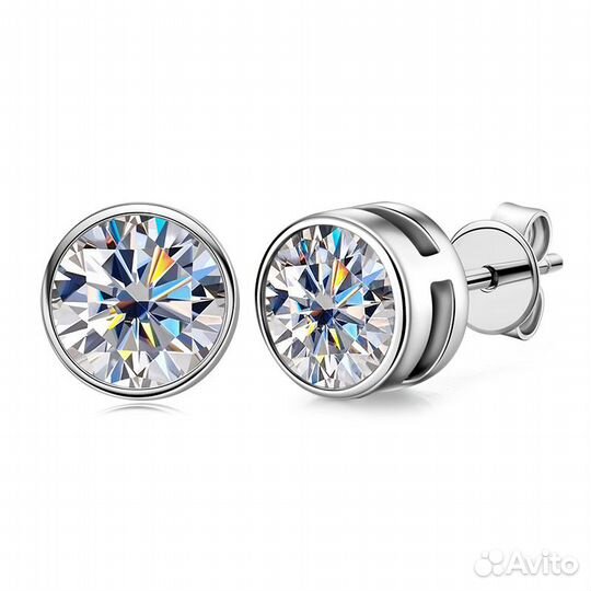 Серьги пусеты с бриллиантом муассанит 0,5 карата