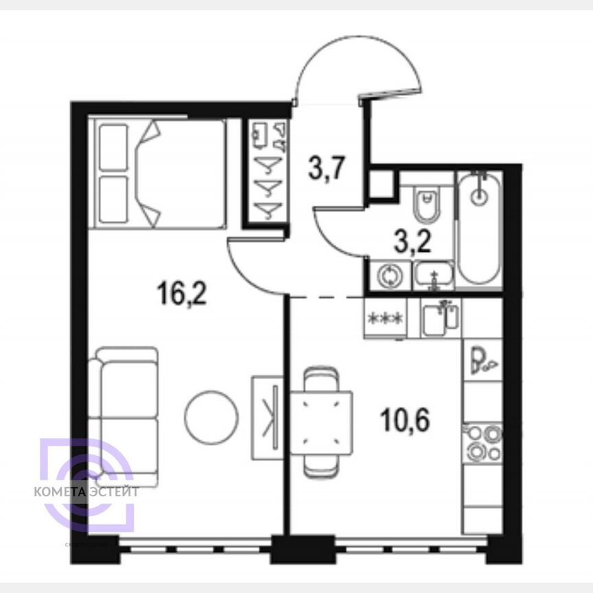 1-к. квартира, 34 м², 34/69 эт.