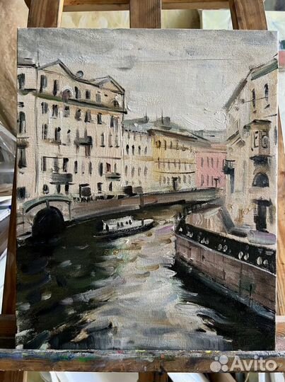 Картина маслом на холсте «вид Петербурга»