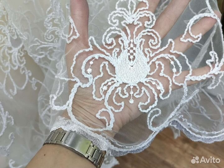 Тюль -сетка, вышивка на фатине