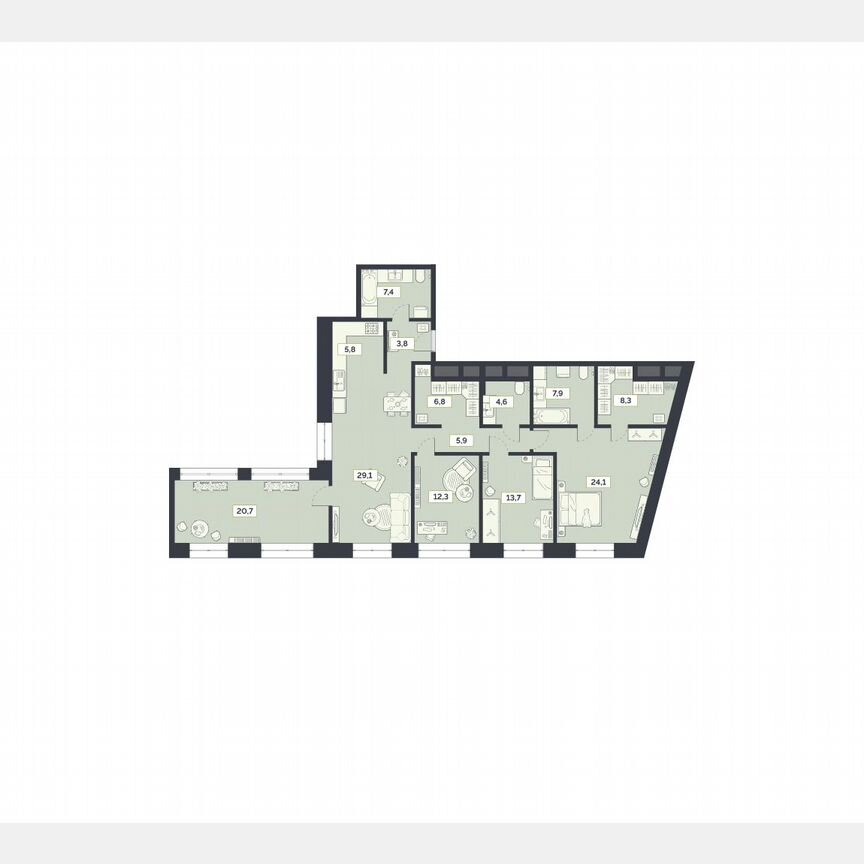 4-к. квартира, 150,4 м², 27/27 эт.