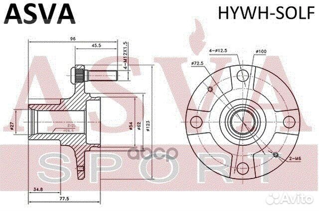 Ступица колеса перед прав/лев hywhsolf asva