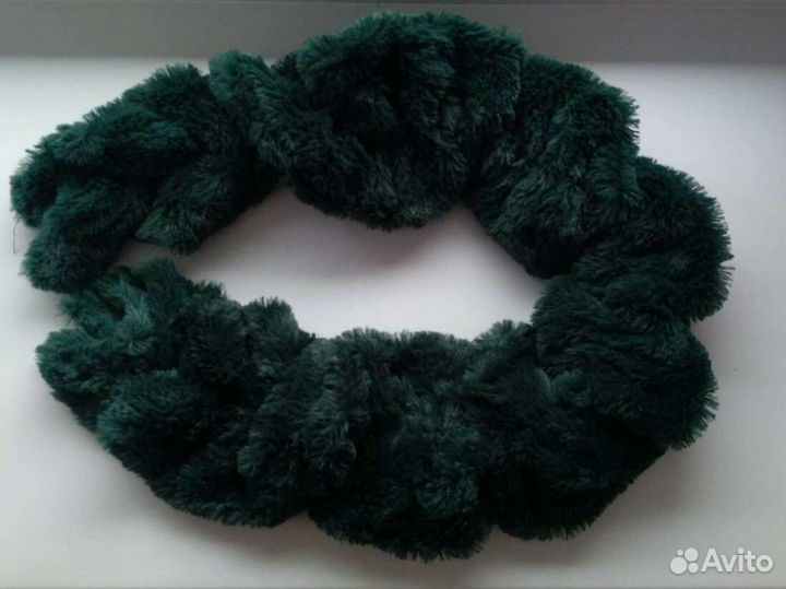 Воротник съёмный меховой зелёный, снуд, шарф