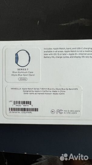 Часы apple watch 7 45 mm blue