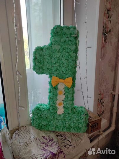 Цифра 1 один объёмная на годик на день рождения