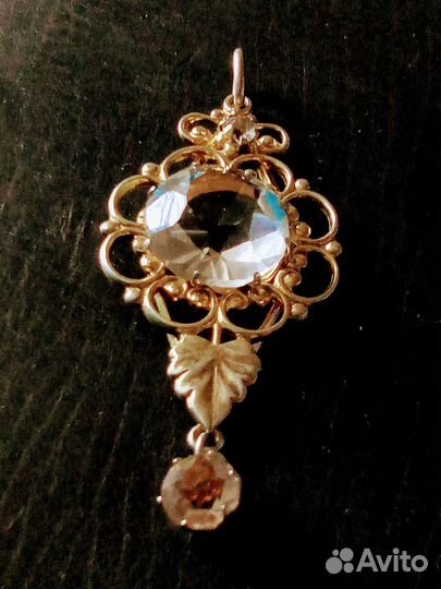 Антикварный серебряный кулон с хрусталем 875 проба