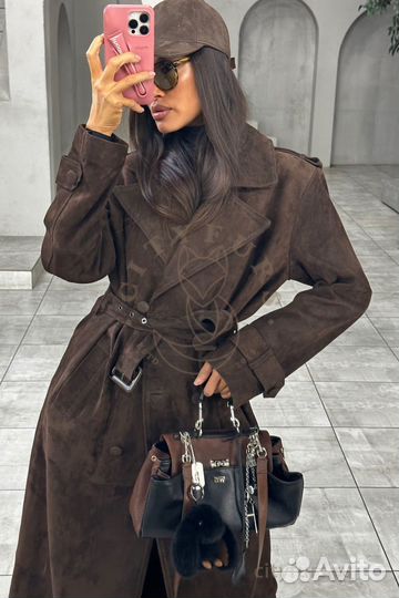 Тренч из натуральной замши, premium