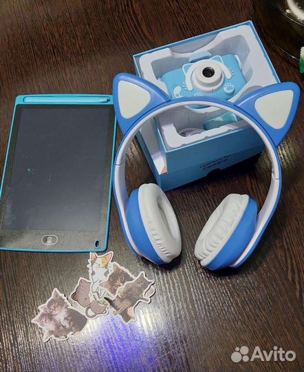Набор 3в1: детский фотоаппарат с планшетом и наушн
