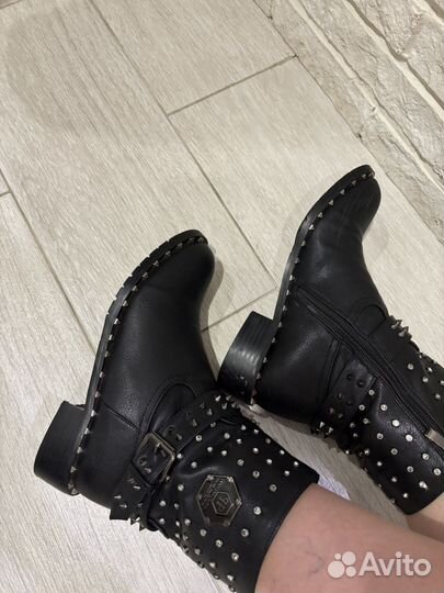 Полусапоги женские натуральная кожа phillip plein