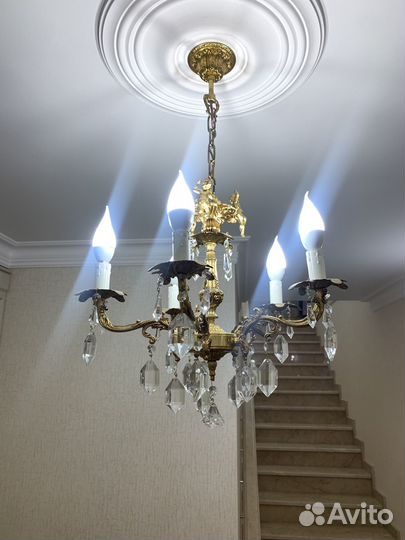 Бронзовая антикварная люстра