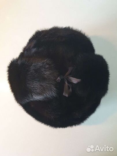 Норковая шапка мужская ушанка черная р58