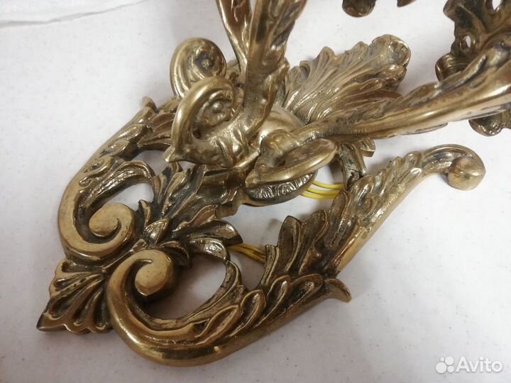 Шикарный светильник подсвечник бронза латунь