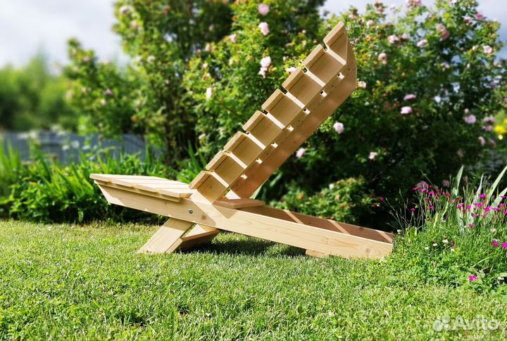 Кресло деревянное садовое. Шезлонг. Лежак