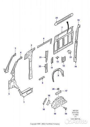 Стойка кузова внутрення Ford Transit с 2000-2014