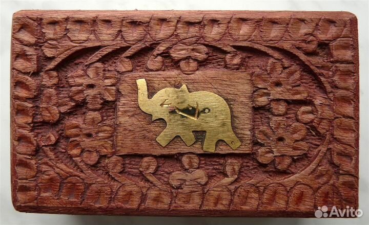 Шкатулка Деревянная Резная Съёмная Крышка 13x8 см