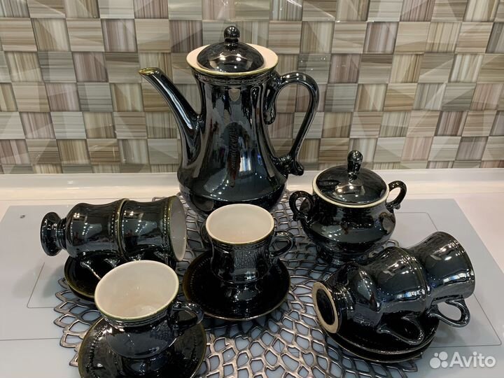 Кофейный сервиз керамика СССР перламутровый