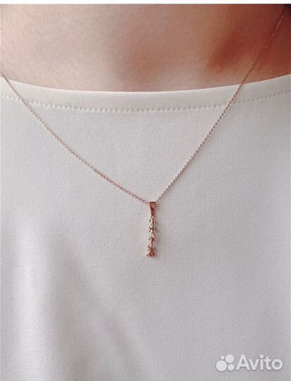 Золотая цепочка с кулоном 585 и серьгами