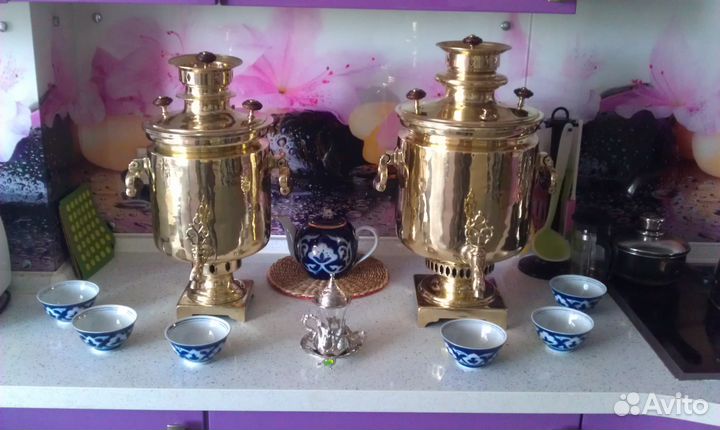 Антикварный комбинированный самовар 5л