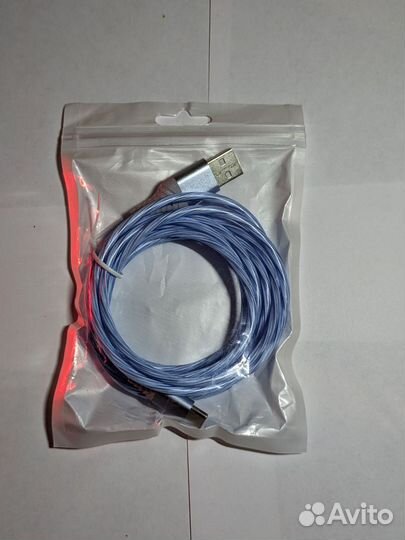 Type C, 2 Метра, светящийся провод,провод зарядки