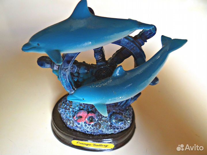 Набор статуэток дельфины с рыбками + шкатулки