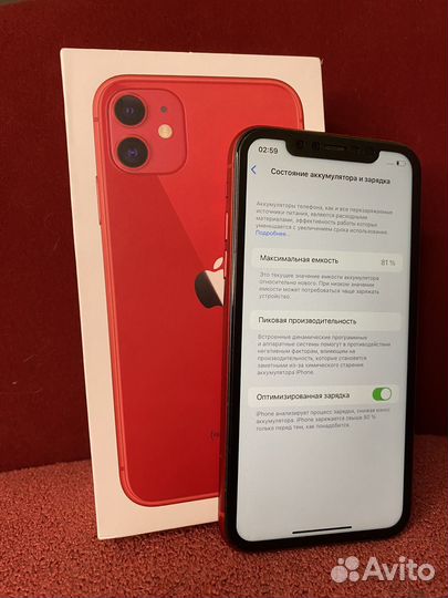 iPhone 11 256gb Red 81 Акб