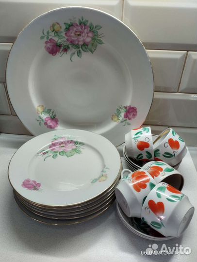 Чайные пары Вербилки. Тарелки Пионы Дулево. СССР