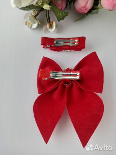 Набор бантиков из замши, ручная работа
