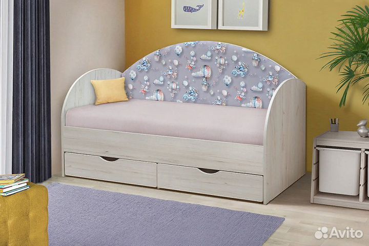 Детская кровать софа с мягкой спинкой