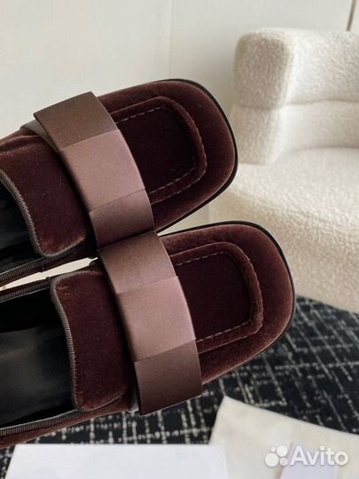 Туфли The Row бархат кожа бордовые