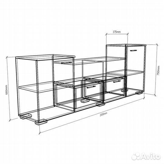 Тв-тумба Парус-951g дуб сонома под тв телевизор