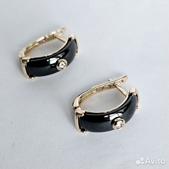 Серьги керамика/позолота