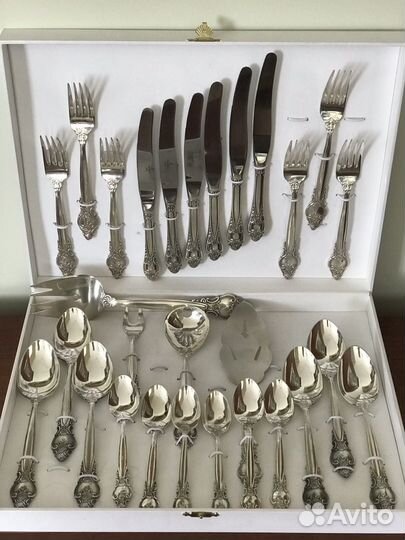 Столовый набор ложки и вилки мельхиор Троянда