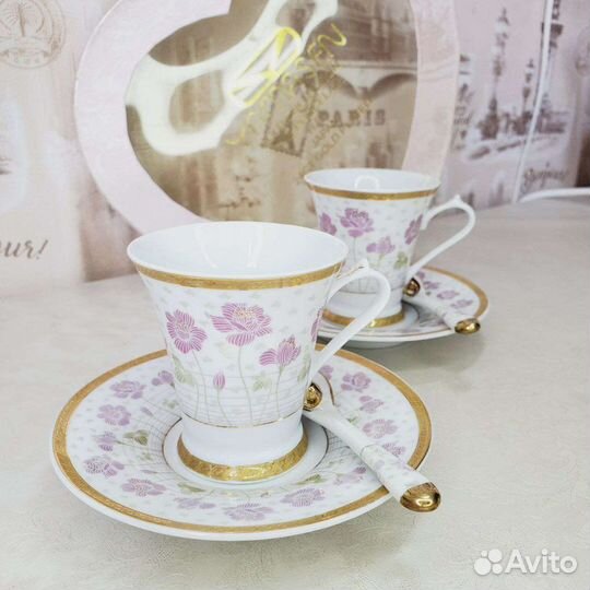 Кофейная пара фарфор костяной. Yamasen 24ct gold