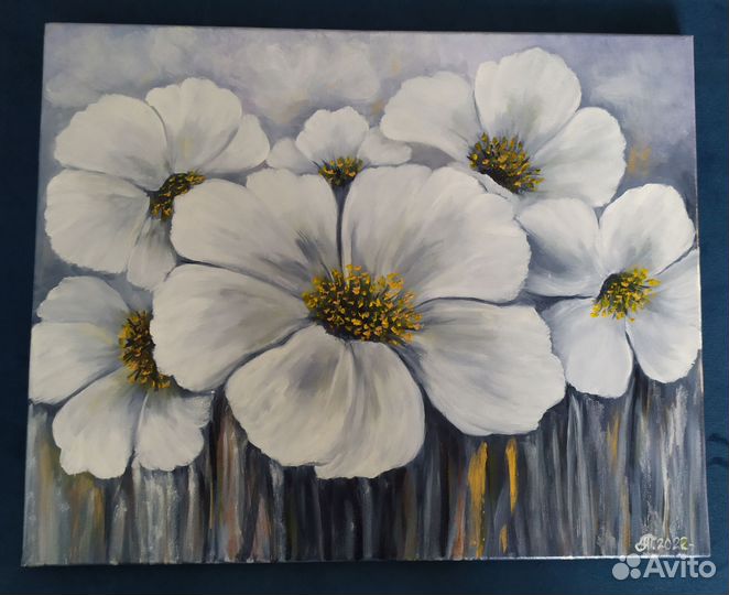 Картина маслом на холсте цветы ручная работа