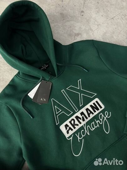 Худи Armani Exchange зеленый c начесом
